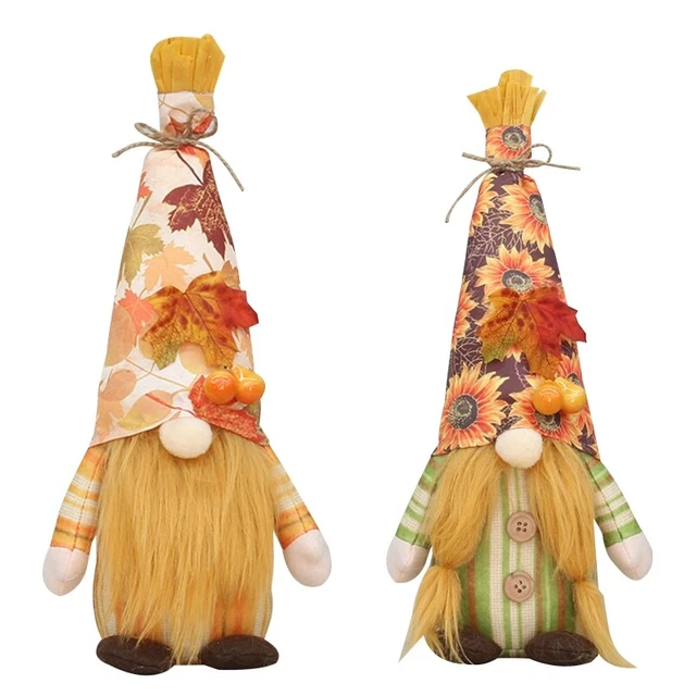 Thanksgiving Sunflower Gnome Standing Long Hat Dwarf Elf Figurine