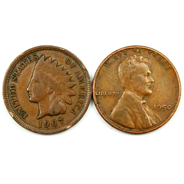 Indian Head Penny Reverse Showing On End Of 50 Coin Wheat Cent Shotgun Roll 4