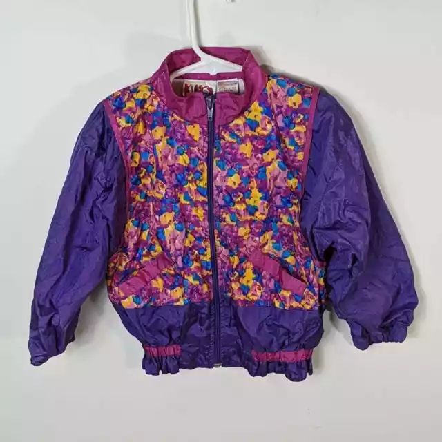 Vintage Little Girl's Purple Windbreaker Jacket 4T