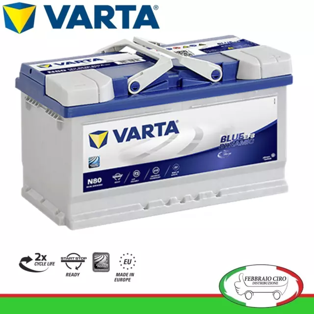 BATTERIA AUTO VARTA A6 (ex F21) AGM 80AH 800A 12V START&STOP 580901080 L4