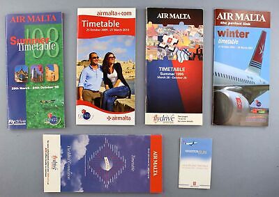Air Malta Airline Timetables X 6 - 1994/5 1995 1998 2001/2 2002/3 2009/10