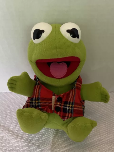 VTG Baby Kermit The Frog Plaid Vest 7" Plush Doll 1987 Stuffed Animal Toy