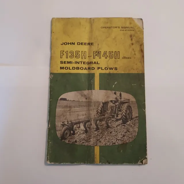 Vintage John Deere F135H F145H Semi-Integral Moldboard Plows Operator's Manual