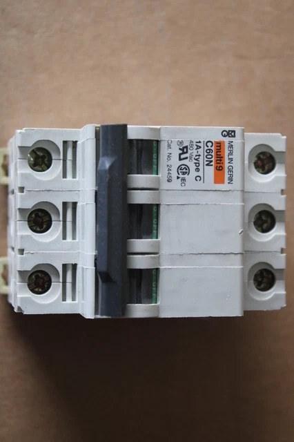 Merlin Gerin, Multi9 C60N, 3 Pole Circuit Breaker, 1 AMP Merlin Gerin, Multi9 C60N, 3 Pole Circuit Breaker, 1 AMP