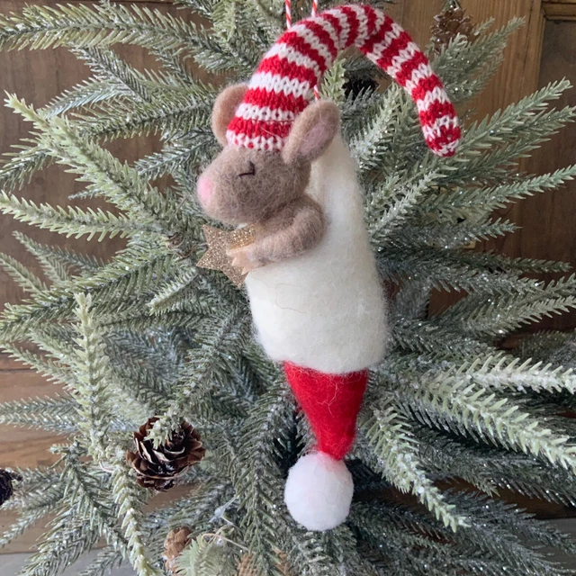 Sleeping Felt Mouse Christmas Decoration Wool Hanging Tree Mice Knitted Stocking