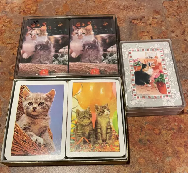 Lot of Vintage Hoyle Playing  cards Double Deck Kittens