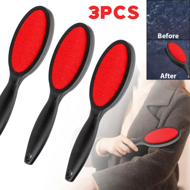 3Pcs Double Sided Lint Brush Clothes Fluff Pet Hair Remover Fabric Dust Cleaner