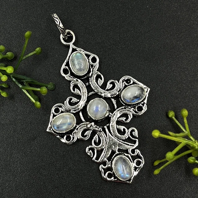 Pendentif En Pierre De Lune Arc-en-ciel Véritable - Forme Goutte, 14x20 Mm, Cadeau Spiritualité Et Bien-être