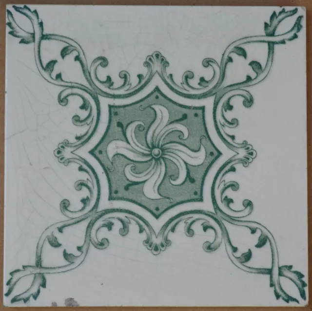 Antique England - Transfer Victorian Majolica Tile C1900