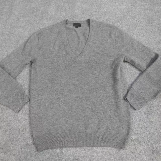 J. Crew Womens Italian Cashmere Sweater Small Gray Solid 100% Cashmere V-Neck