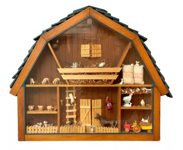 Mar-Hill Creations 15” Mini Barn Scene Farm Animal Display
