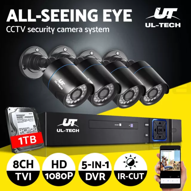 UL-tech CCTV Camera Home Security System 8CH DVR 1080P HD with 1TB Hard Drive