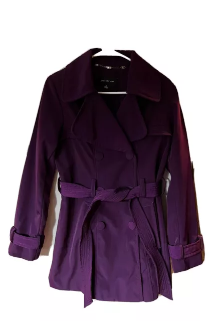 Jones New York Dress Trench Coat Jacket Women’s Purple Belted Size Small