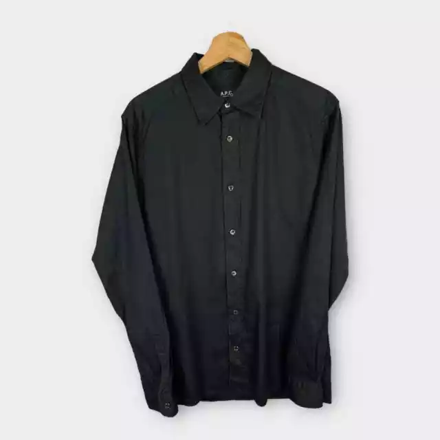 APC Womens size Small Rue Madam Paris Long Sleeve Button Up Dress Shirt Black