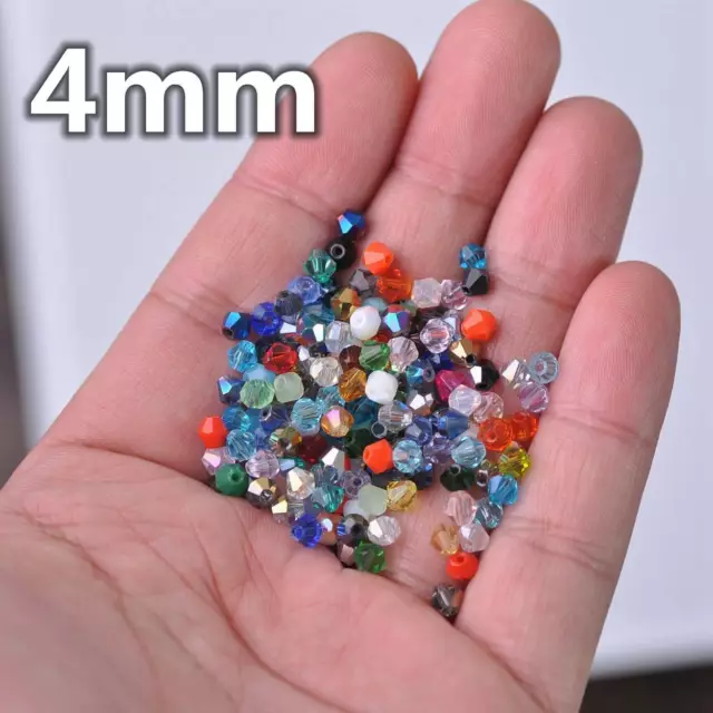 Wholesale 1000pcs 4mm Small Bicone Faceted Crystal Glass Loose Spacer Beads lot 2