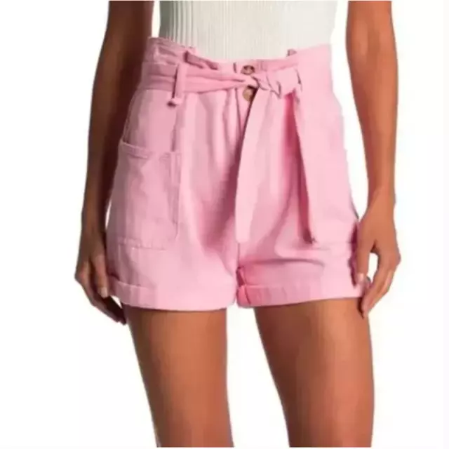 NWT Elodie Pink High Waisted Paperbag Shorts SIZE MEDIUM