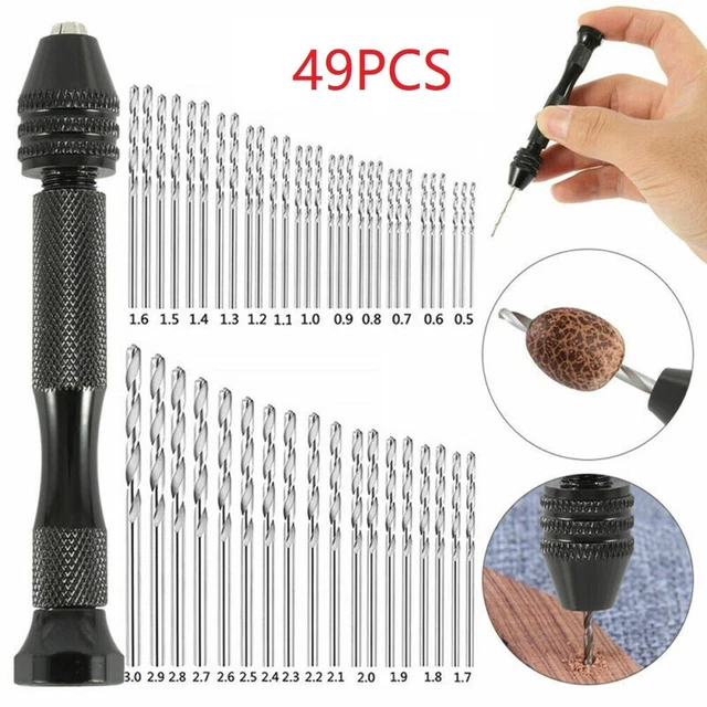 49 Pièces / Set Ars Mini Micro Spiral-Hand Appui Drill Chuck Broche Vise Bit