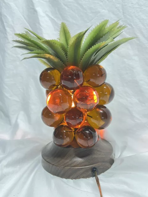 Vintage Gilbert Tiki Lamp Lucite Acrylic Ball Pineapple Lamp MCM Kitsch Works!