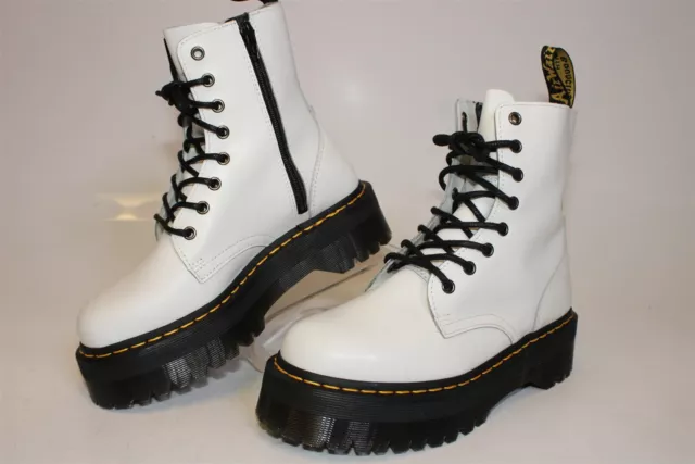 Dr. Martens Jadon White Smooth Leather Womens Size 8 39 Platform Zip Ankle Boots