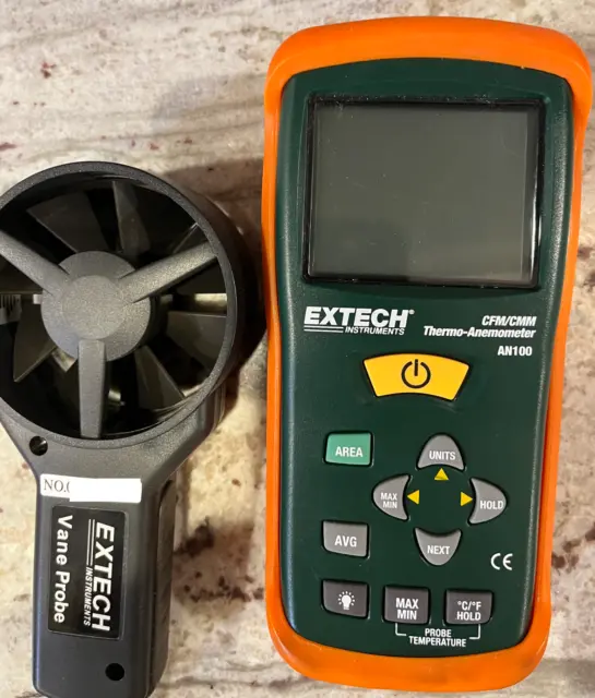 Extech Instruments CFM/CMM Thermo-Anemometer AN100 with Vane and Case,Manual
