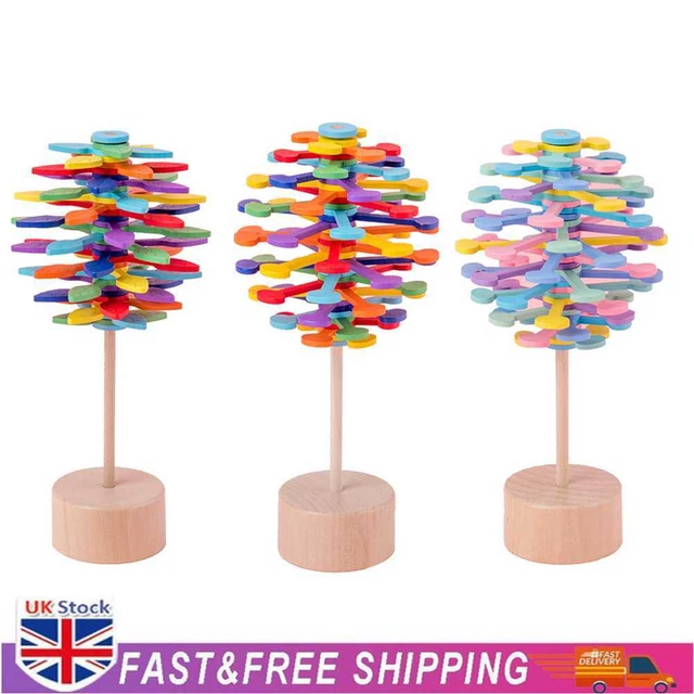 Wooden Helicone Rotating Lolly Toy Kids Stress Relief Inserted Educational Toys
