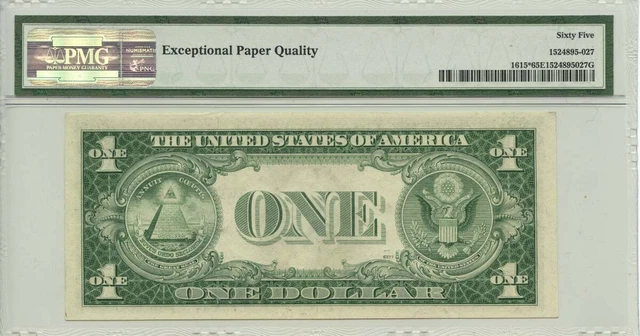 1935F $1 Silver Certificate Blue SealFr# 1615* PMG Gem65 EPQ 2