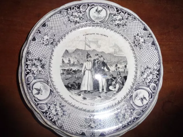 Assiette Creil guerre de Crimée Russie Turquie sous Napoléon III  1853 n°9 Noir