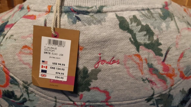 JOULES SWEATSHIRT TOP Size 12 BNWT Grey Floral NEW B61 22.00 PicClick UK