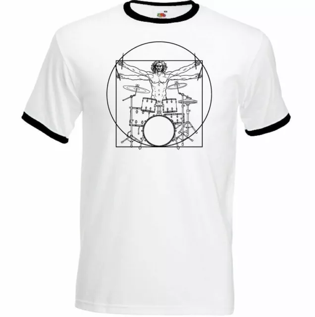 Drumming Da Vinci Vitruvian Man - Mens Funny T-Shirt Drummer Drums Drum Kit