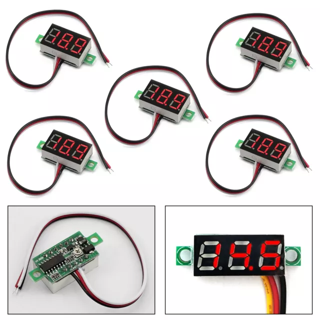 5pcs Digital LED Mini DC 0-30V Spannungsanzeige Voltmeter Platte Rot AH