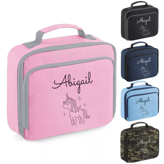 Personalised Unicorn Lunch Box Custom Name School Kids Boys Girls Insulated Bag