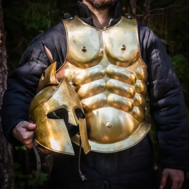 Medieval Warrior Spartan Muscle Armor Brass Antique Cuirass Halloween  Costume