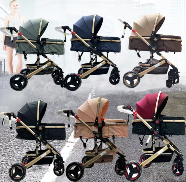 🚨Baby Stroller Pram Luxury Newborn Carriage Foldable Pushchair Infant Bassinet