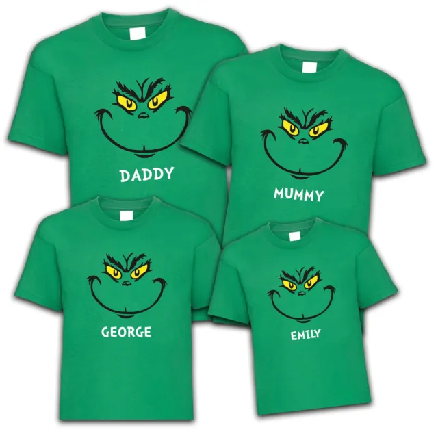 T-shirt top Natale Natale Adulti Bambini Personalizzata Famiglia Grinch Elfo Abbinata