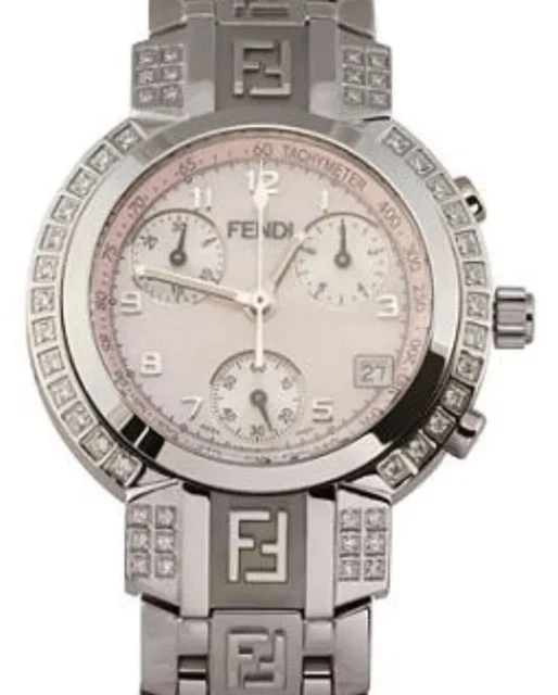 Ladies Fendi Diamond Watch Pink Mother of Pearl Face