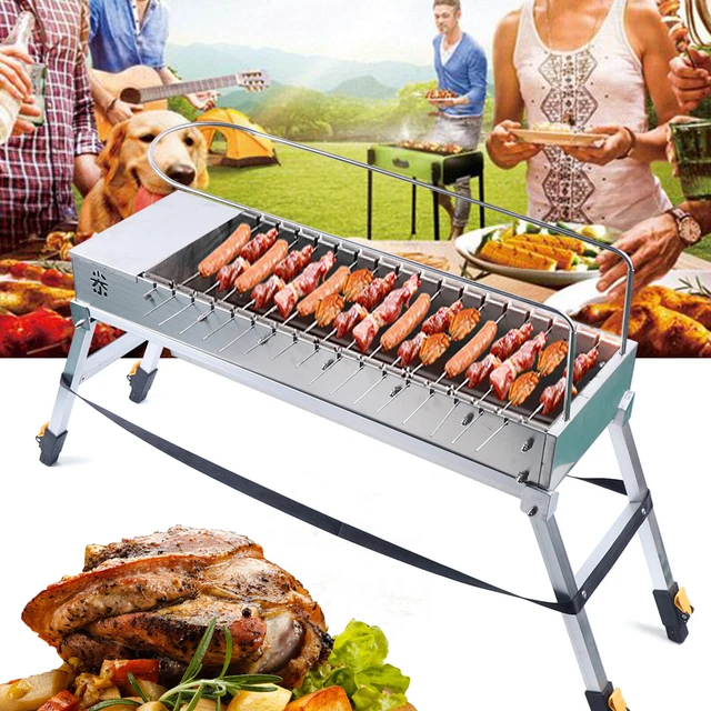 OUTDOOR ELECTRIC CHARCOAL Grill Automatic Flip Barbecue Stove Foldable