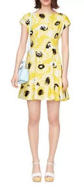 Kate Spade Fiorella Sunny Daisy Cotton Fit & Flare Short Dress Yellow Floral 4 3