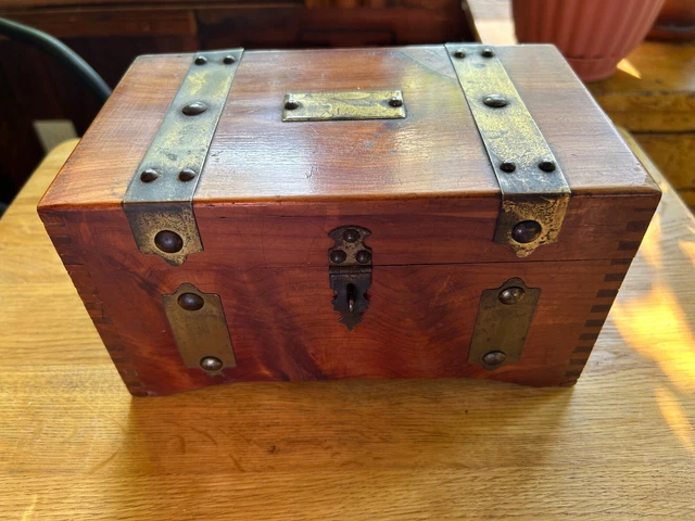 Small Dovetail Cedar & Brass Straps Booth's Choclate / Trinket  Box, Free S/H