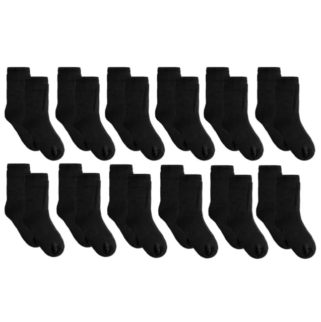 1X3X6X12 Pairs Men's Black Thermal Socks, Thick Warm Work Boot Socks Size 6-11 2