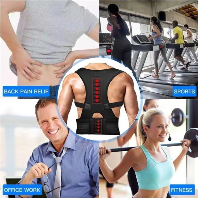 Magnetic Therapy Posture Corrector Brace Back Support Belt for Men Women Size M