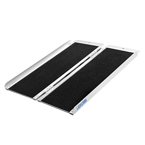 LIEKUMM 90 x 72 cm Rampe Rollstuhl Belastbar bis 300kg Rollstuhlrampe mit Rut...