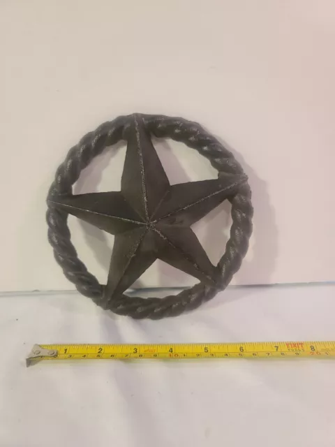 Cast Iron Texas Star With Rope Detail Wall Hanging Western Ranch Country Rustic