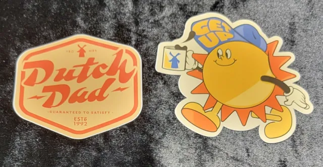 Lot Of 2 Dutch Bros Brother Dutch Dad,Get Up Stickers.