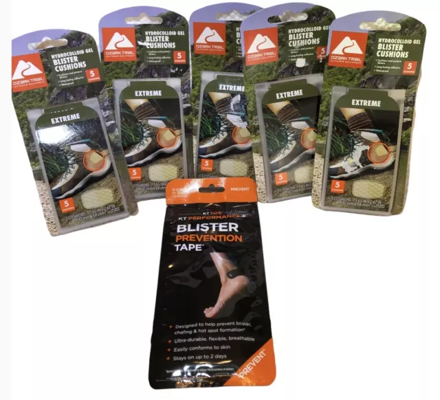 Paquete de 5 cojines ampollas de gel hidrocoloide y 1 pieza cinta de prevención de ampollas