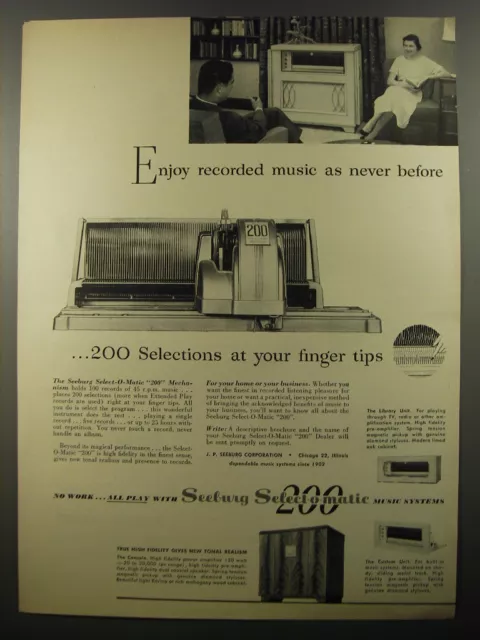 1954 Seeburg Select-o-Matic 200 Ad - Enjoy recorded music as never before