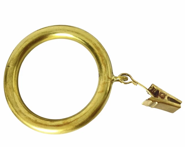 Lot Of 5 West Elm Oversized Metal Curtain Rings With Clip Antique Brass Color