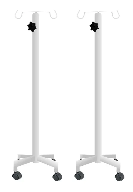 4 FT Iron Saline IV Stand with Wheels For Hospital  (White Color, 2 PCS)