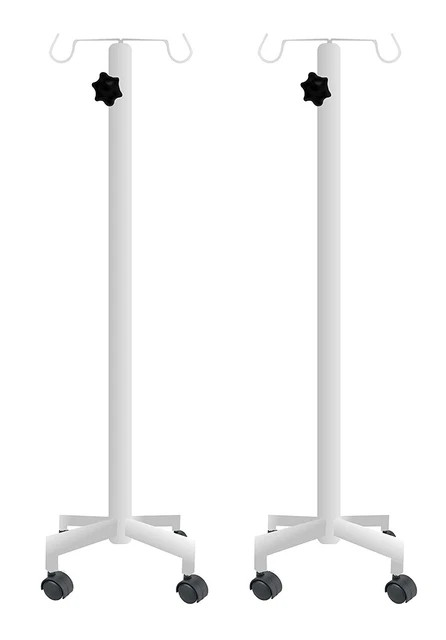 4 FT Iron Saline IV Stand with Wheels For Hospital  (White Color, 2 PCS)
