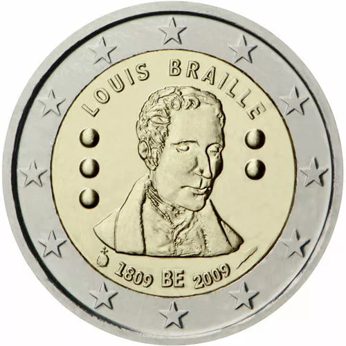 2 euro commémorative Belgique 2009 " Braille "  NEUVE UNC