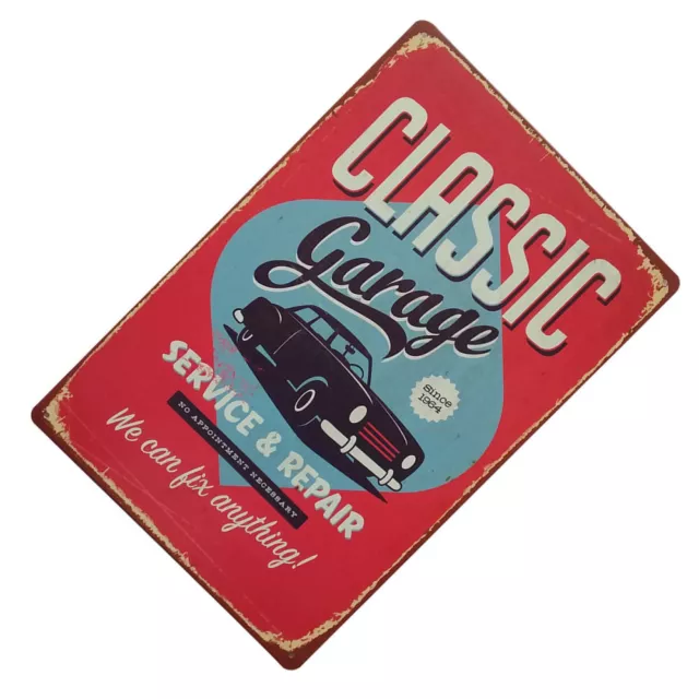 Embossed Metal Sign Vintage Auto Garage Signs Classic Plaques